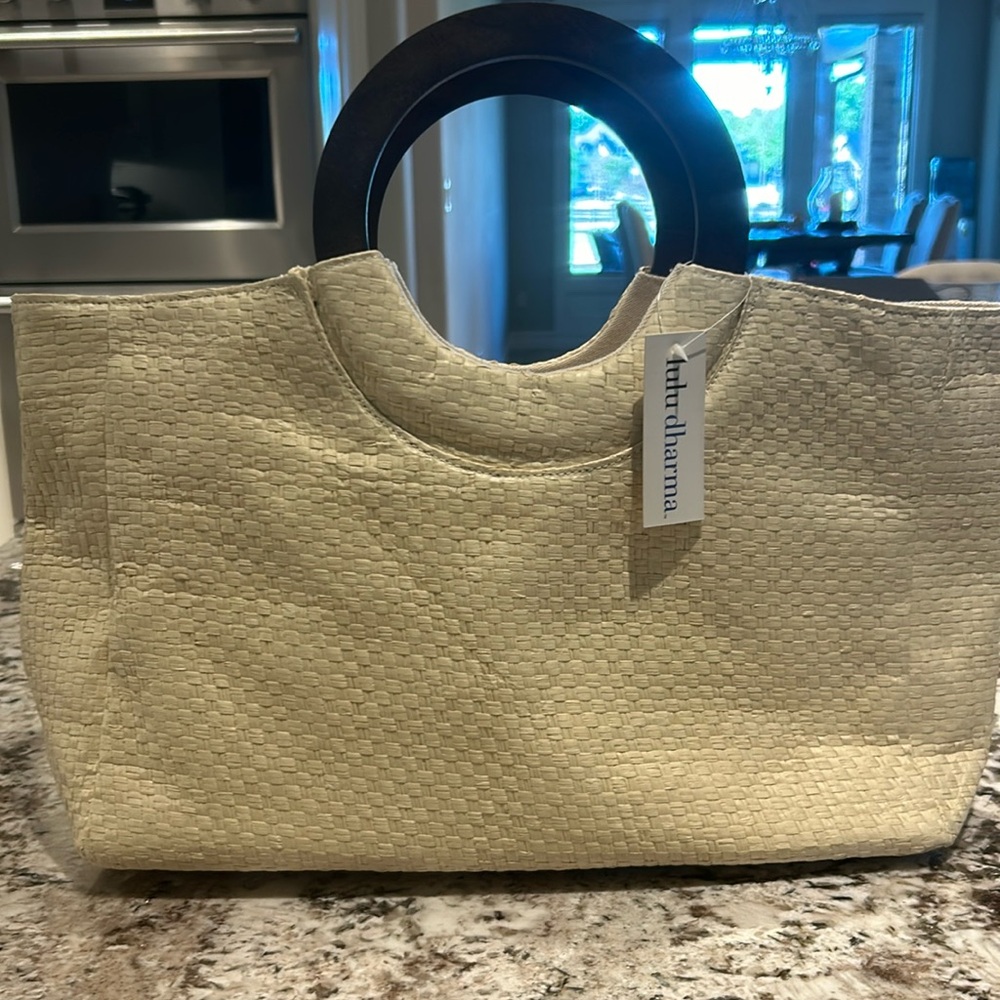 NWT Lulu Dharma Ivory Basket Woven Tote